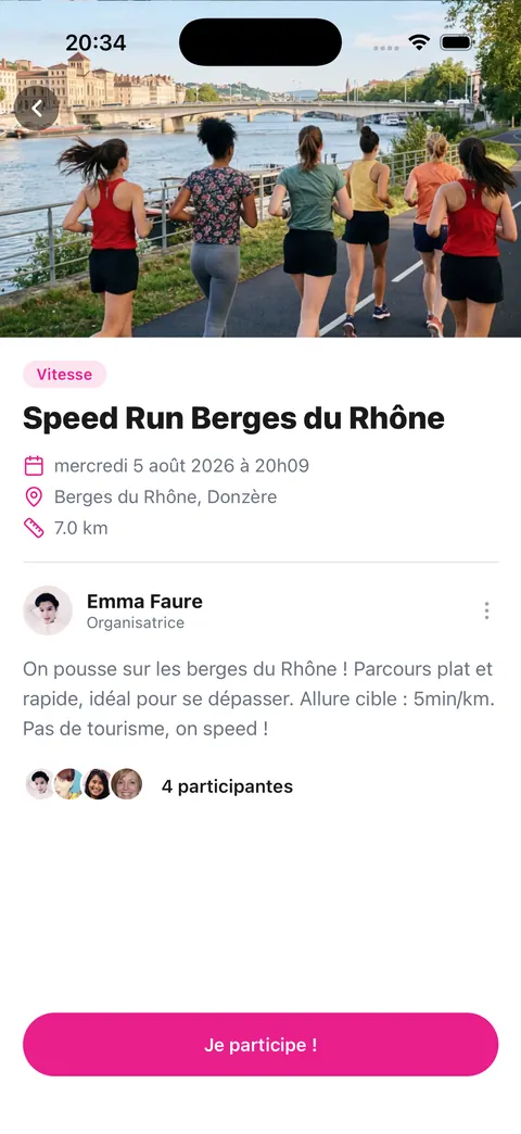 Détail d'une sortie : Speed Run Berges du Rhône, 7 km, 4 participantes